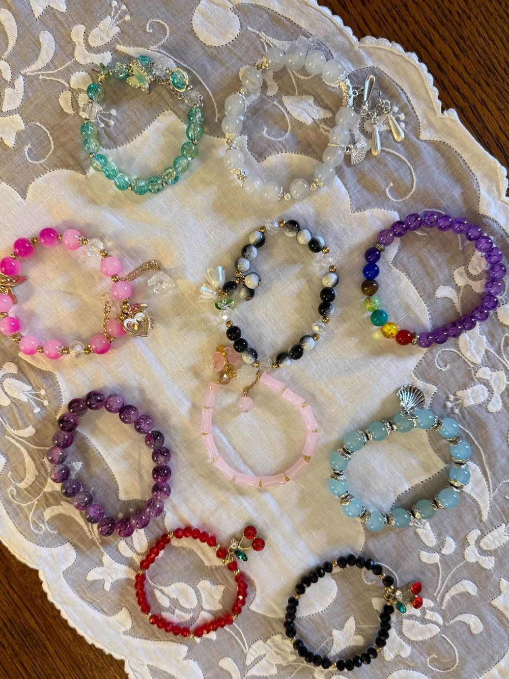 2 for $10 Glass Beaded Charm Bracelets